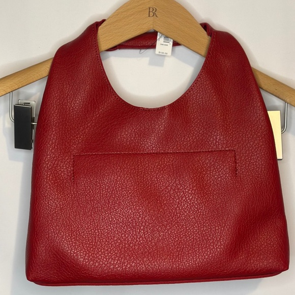 NWT Banana Republic Factory Red Mini Vegan leather slouchy tote bag - Picture 2 of 5